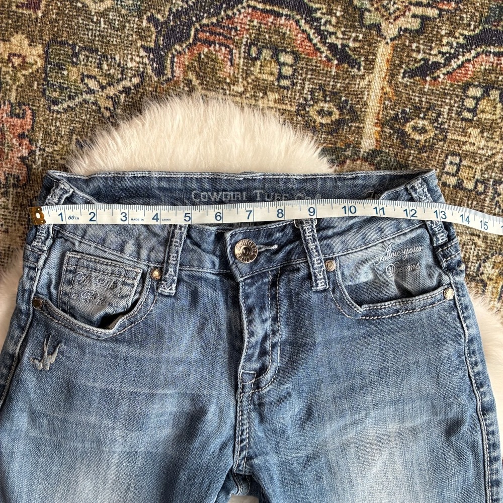 Cowgirl Tuff Co Women Blue Western Bootcut Split Hem Jeans Medium Wash 26x29 - Picture 6 of 12